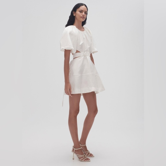 Aje Psychedelia Mimosa Cut Out Mini Dress Ivory White Size US 4 / AUS 8 / Small - Picture 3 of 6